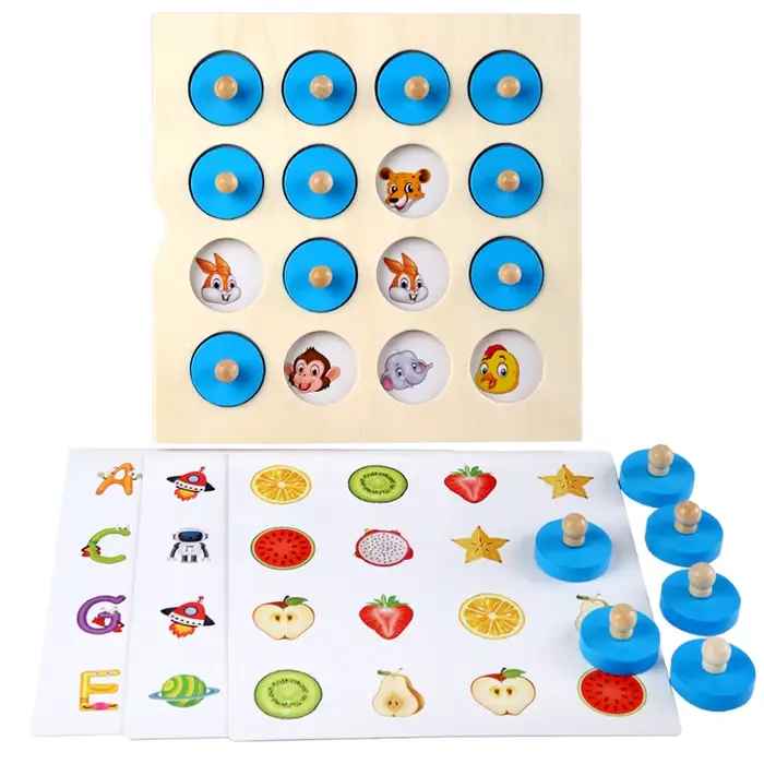 Jeu de société Puzzle en bois pour enfants, jeu d'échecs à mémoire de Photo instantanée, jouets éduc
