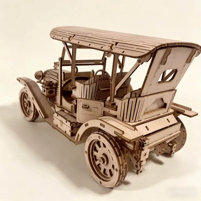 Kit de modèle de puzzle en bois 3D de voiture classique vintage | Kit de construction de véhicules rétro à assembler