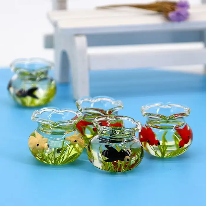 Maison de bébé et maison de courses, bol de poisson en verre l'inventaire, jouet d'aquarium précieux