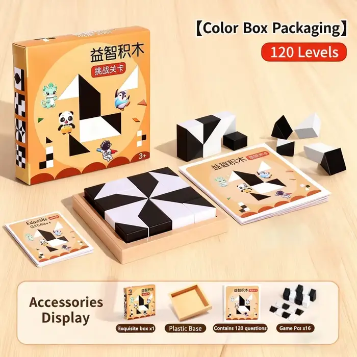 Puzzle de blocs en cube de 120 niveaux avec rangement intégré
