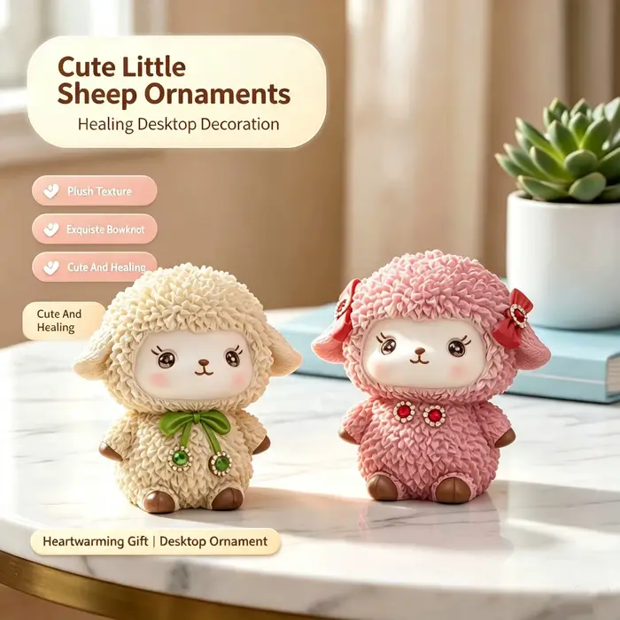 Figurine de petit mouton mignonne, décoration de bureau haut de gamme, un cadeau pour l'année du mouton.