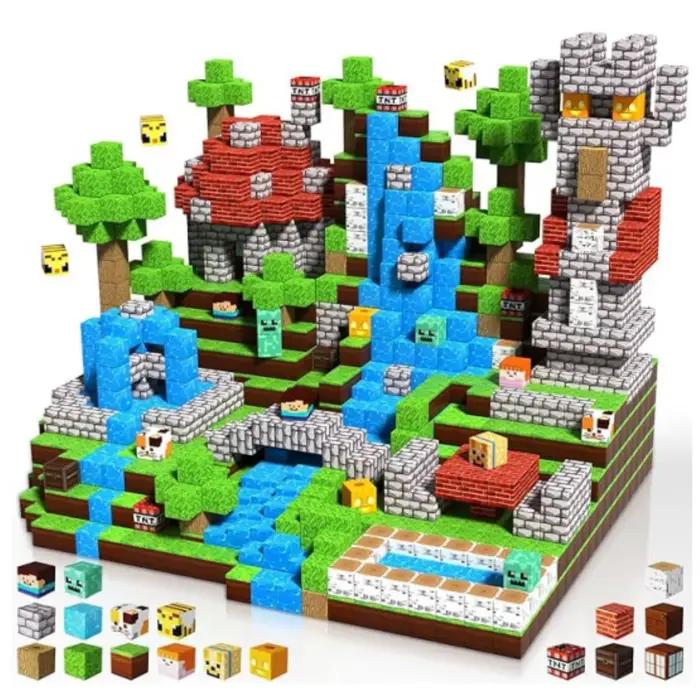 Ensemble de 150 pièces de puzzle magnétique pour enfants de 3 ans et plus, blocs de construction sen