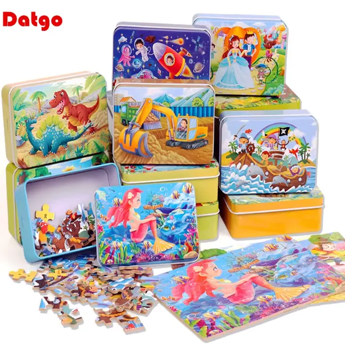 Nouveau 60 pièces Puzzles en bois enfants dessin animé Animal bois Puzzle jouets d'apprentissage édu