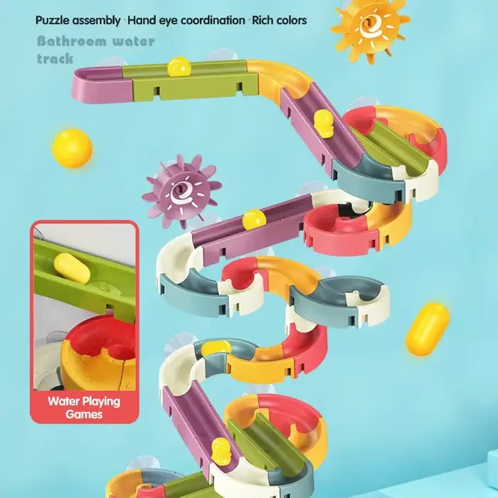 Assemblage piste balle toboggan bébé ventouse enfants bricolage jouet de bain pour baignoire et jeux d'eau occasions spéciales enfants jouets de bain développement moteur