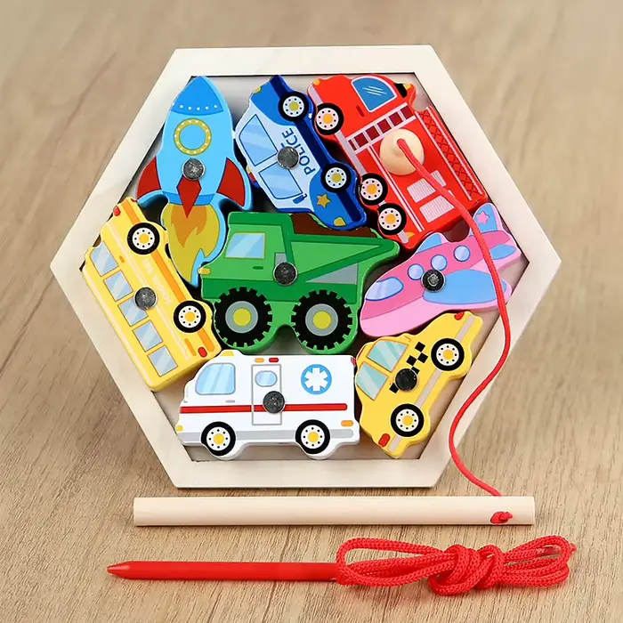 Jouets de pêche magnétiques en bois Montessori, jeux de Cognition de la vie Marine, jouet éducatif p
