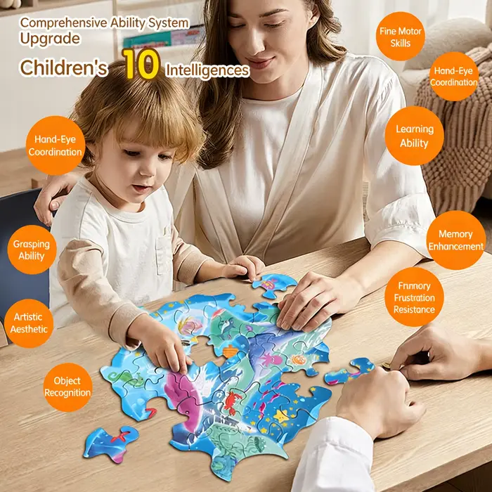 Ensemble de puzzles d'animaux colorés - 28/36/48 pièces - Cadeau éducatif stimulant pour enfants et aînés