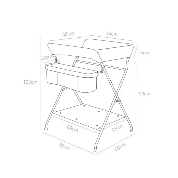 Station de change mobile, table à langer pliable avec panier de rangement pour nouveau-nés et tout-p