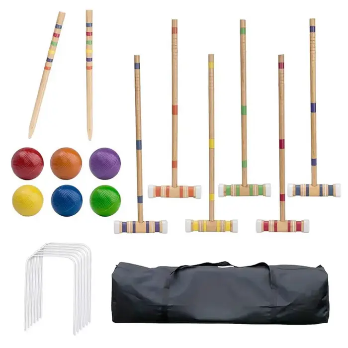 Jeu de Croquet, jeux de balle amusants avec balles et sac de transport, ensemble de Bowling en bois 