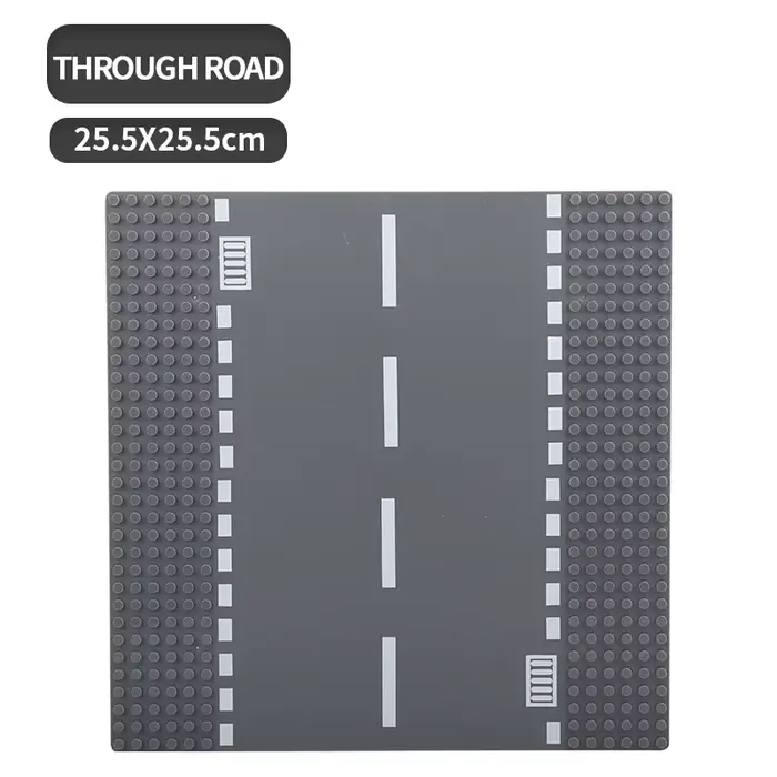 Plaque de base classique pour blocs de construction, avec figurines de circulation routière et paysa