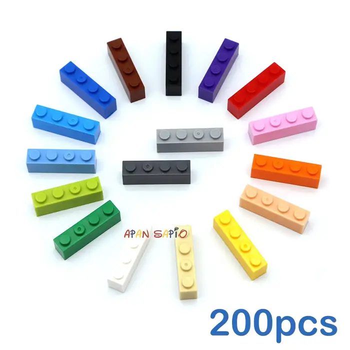 200 pièces épais 1x4 points bricolage blocs de construction figurines briques jouets éducatifs créat