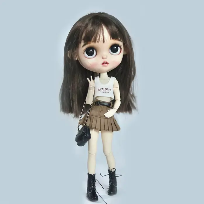 T-shirt imprimé Blythe Butter, jupe en jean avec ceinture, vêtements de poupées, accessoires, OB24, 