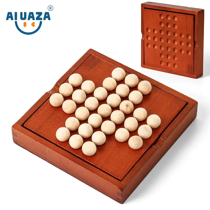 AIUAZA en bois indépendant unique Noble échecs jeu de bureau éducatif pour enfants classique cheville Solitaire jouets en gros