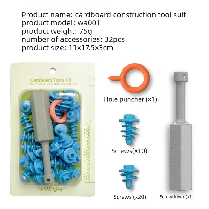 AT19 - Outils en carton pour enfants avec coupe-carton et boîte à outils - Kit de construction en ca