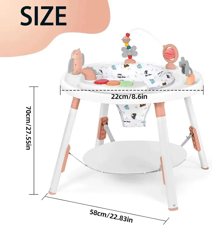 Centre d'activités et table sauteuse 3-en-1 pour bébé avec rotation à 360° °   Siège rotatif et joue