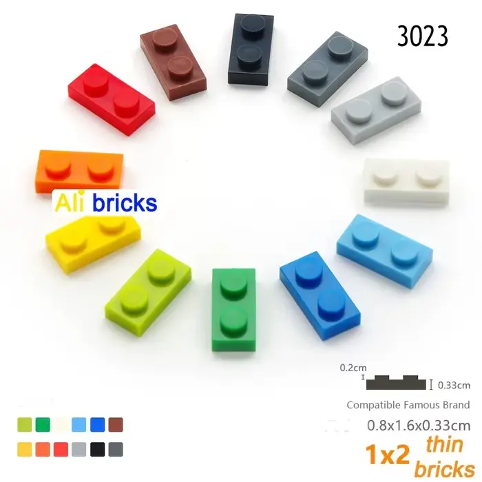 Blocs de construction pour enfants, 50 pièces, figurines fines, briques 1x2 points, 12 couleurs, tai
