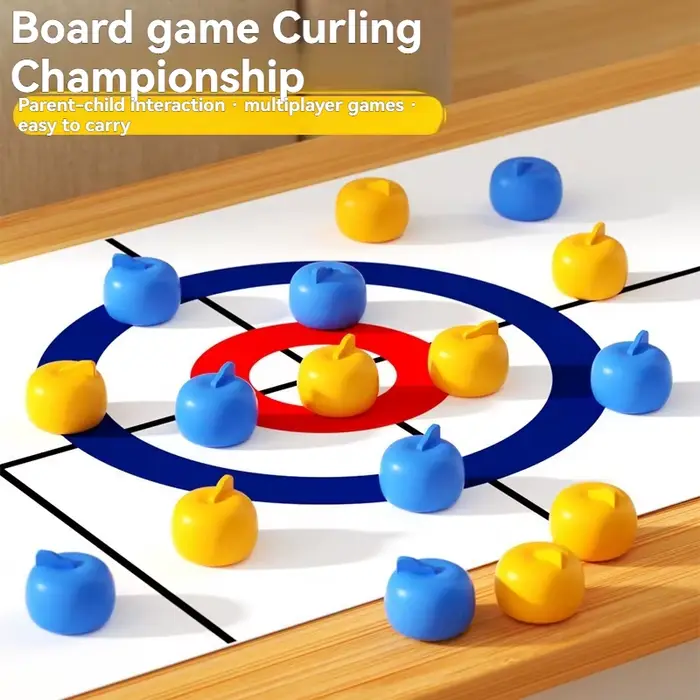 Jeu de curling de table avec 8 à 16 rouleaux et disques de shuffleboard pour familles et partys de groupe occassions spéciales pour enfants et adultes de 14 ans et plus