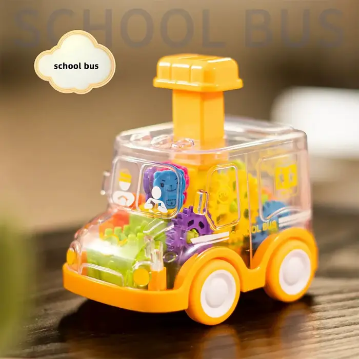 Voiture jouet dessin animé à inertie avec engrenages à pression transparente pour enfants occasions spéciales anniversaires noel