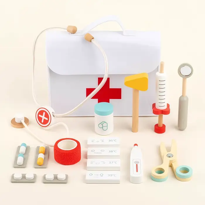 Kit de médecin en bois, jouets de Simulation, jeux de rôle, ensemble de jeu médical, jouets éducatif