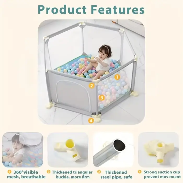 Parc de jeu pliable et portable en maille respirante pour bébés et tout-petits