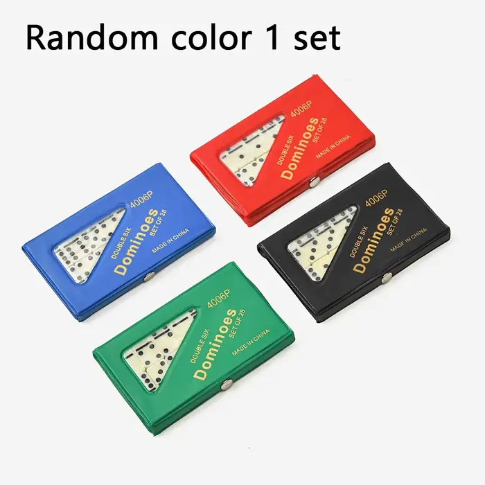 Jeu de dominos de 28 pièces avec boîte de rangement à couvercle rabattable