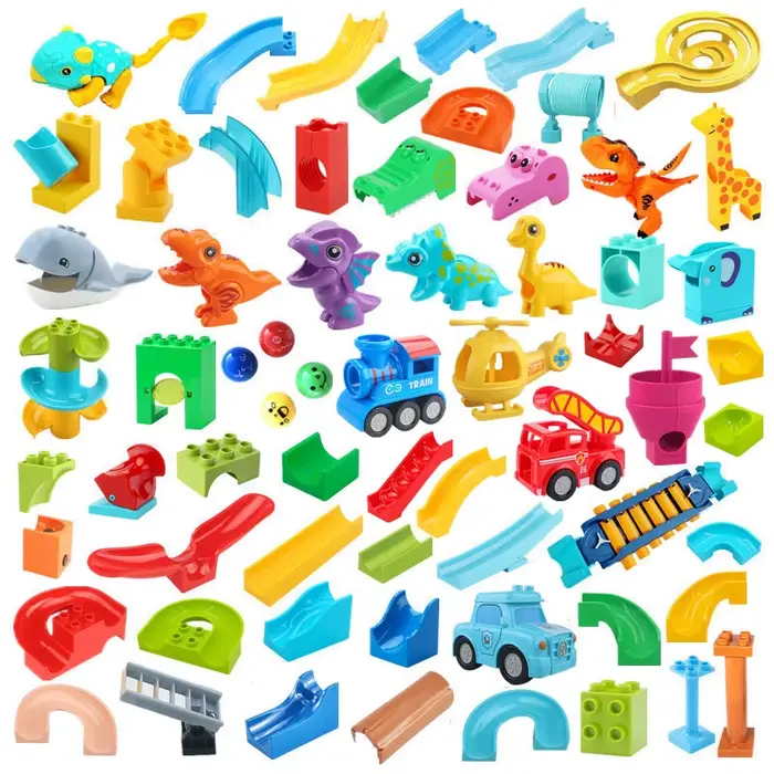 Grands blocs de construction en marbre, piste de course, partie de dinosaure, Compatible avec grande