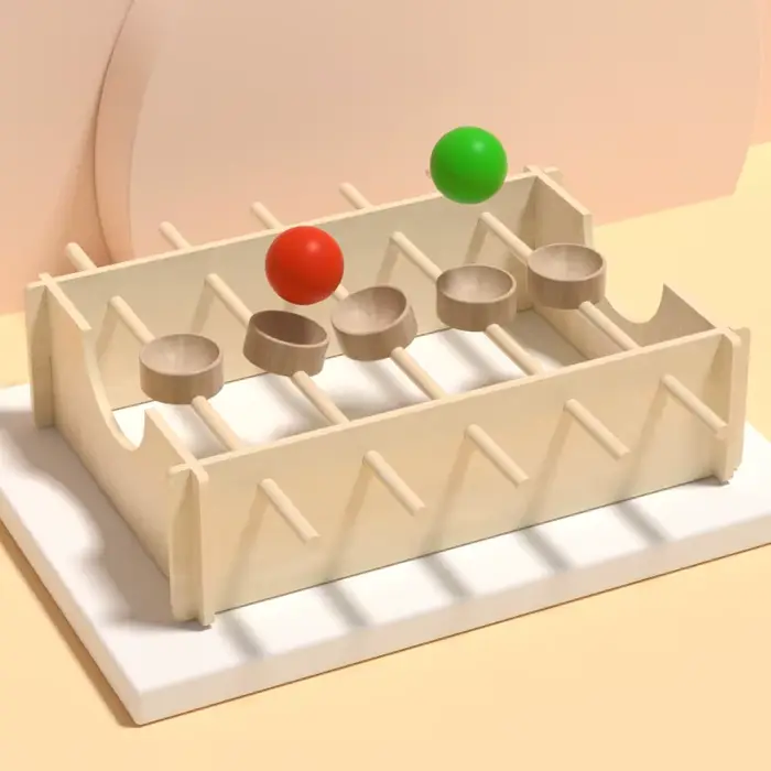 Jeu de course sur marbre rotatif en bois-jouet interactif d'équilibre et de coordination développe le raisonnement spatial et la motricité fine