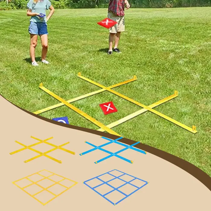 Jeu géant de Tic Tac Toe d'extérieur avec piquets de fixation pour barbecue, patio, camping et occasions spéciales en plein air pour enfants et adultes nylon durable