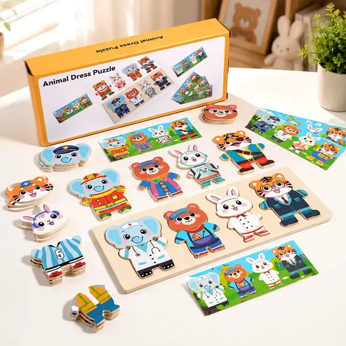 Jeu de déguisement en bois pour enfants de 3 à 6 ans