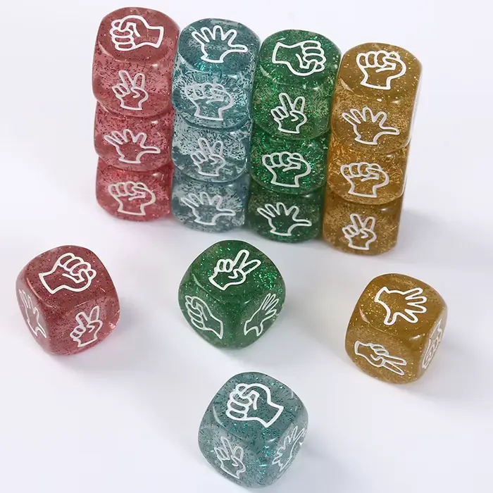 Ciseaux en papier de roche, 24 pièces, dés de jeu de 20MM, jouets de loisirs pour deviner les doigts