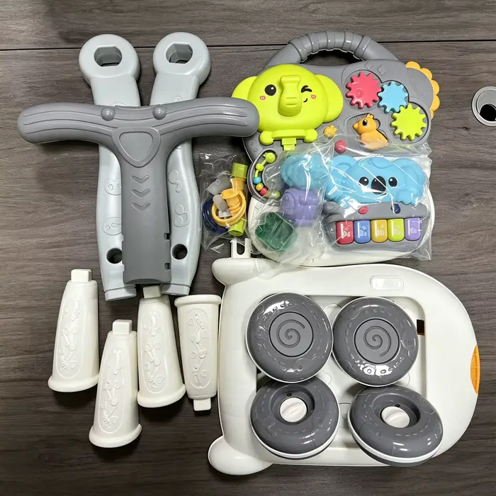 Marche-bébé multifonctionnel 3-en-1 convertible en table d'activités, anti-basculement, stable, joue