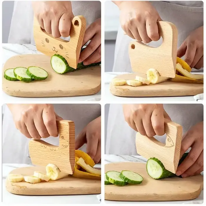 Couteau en bois pour enfants de cuisine, jouet de simulation, éducation Montessori, apprendre à couper des fruits et légumes, cadeau pour anniversaire ou Noël