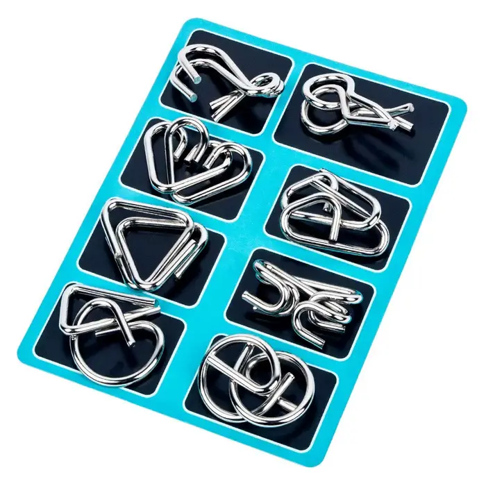 8 pièces/ensemble métal Montessori Puzzle fil IQ esprit casse-tête Puzzles adultes jeu interactif soulageant jouets éducatifs