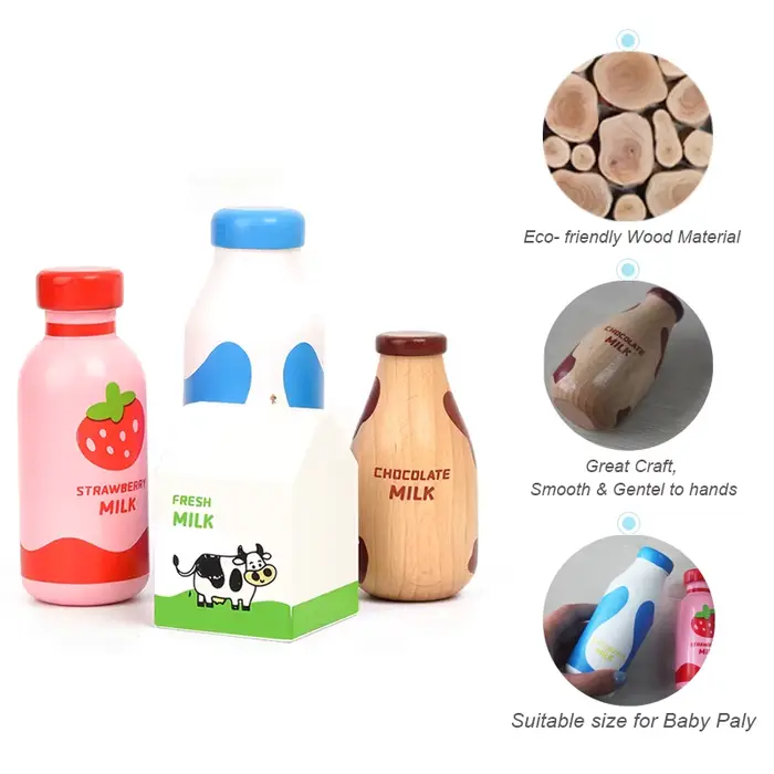 Jouets alimentaires en bois pour enfants boissons au lait simulation cuisine apprentissage Montessori jeu d'imitation occasions spéciales chambre enfant