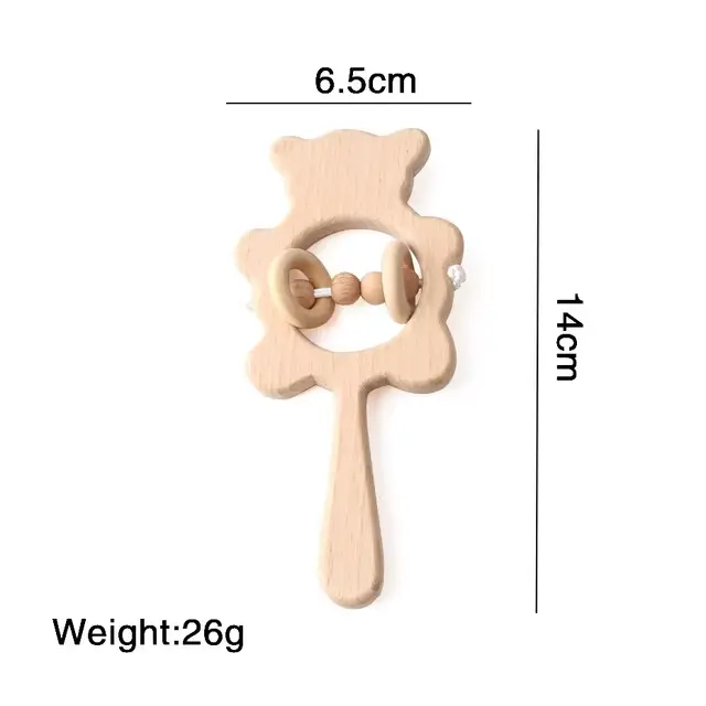Jouets pour bébés, ensembles de hochets en bois, hochets en bois de hêtre, hochets à main pour la de