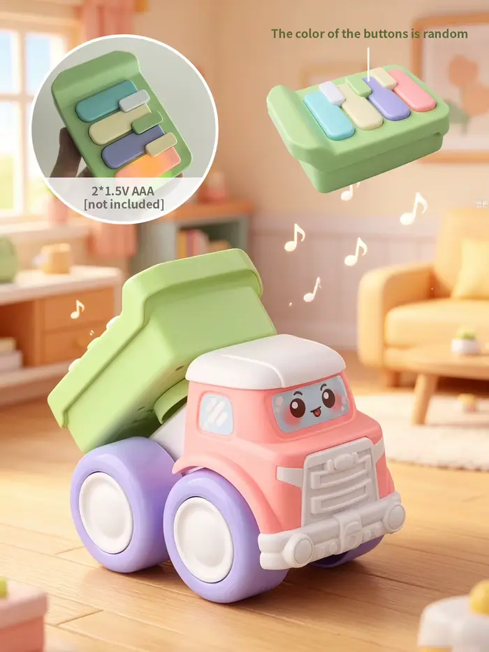 1 adorable camion musical pour bébés, avec piano, guitare et batterie ; excellent véhicule éducatif 