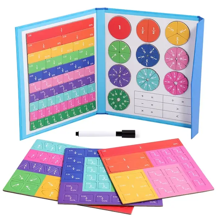 Puzzle de fractions magnétiques pour la maîtrise des maths, illumination Montessori, amusant, arithm