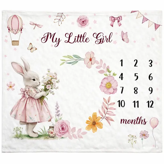 Couverture de repères de développement pour bébé VIKAMA Lapin Rose de Pâques, Tapis photo floral pou