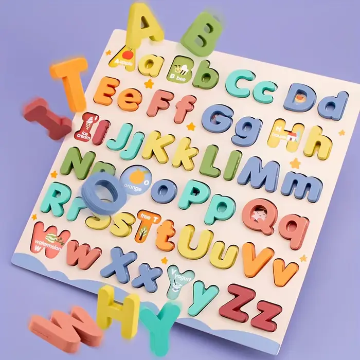 Puzzle éducatif Abc en bois, boîtier supérieur et boîtier inférieur, lettres pour cadeaux d'annivers