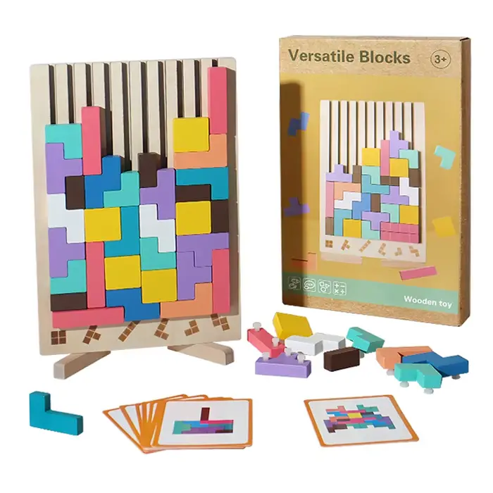 Puzzle 3D en bois, blocs de construction, jeu de puzzle, jouets de formation logique pour bébé, jeux