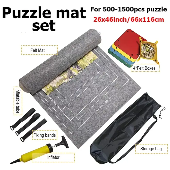 Tapis de Puzzle enroulable en tissu Non tissé pour enfants, accessoires de jouets, jeu de brassage, 
