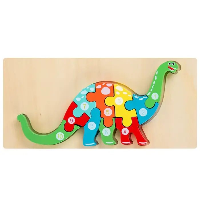Puzzles en bois Montessori pour enfants, jouets pour tout-petits de 2 à 3 et 4 ans, jouet dinosaure