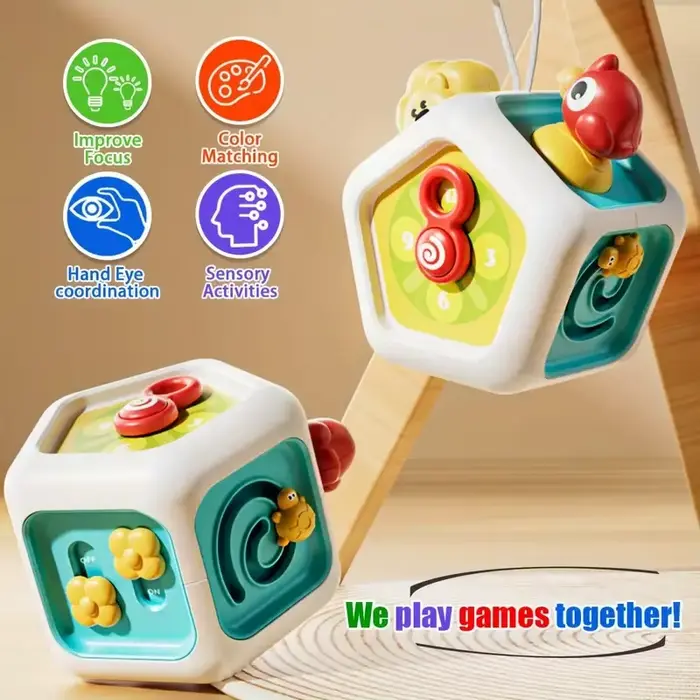 Cube d'activité mentaires orielle Montessori pour bébé, jouet d'apprentissage précoce, jouet de motricité fine, cadeaux de voyage
