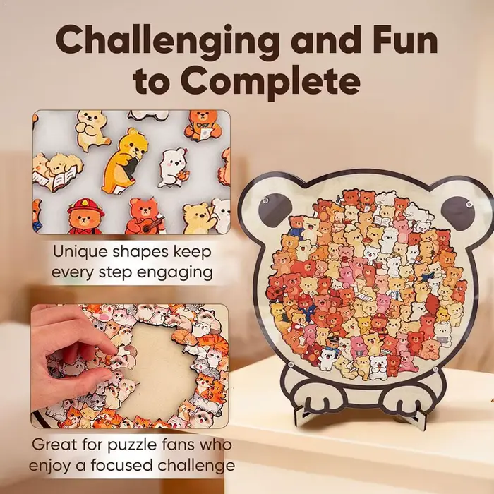 Puzzle en bois en forme d'animal de dessin animé