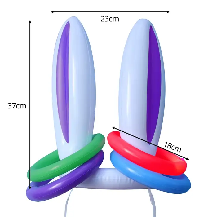 Jeu de lancer d'anneaux gonflables Lapin de Pâques pour enfants, jouets de fête à thème lapin et œuf