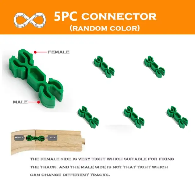 Jouets de train en bois, rails de course, tous types d'accessoires de rail en bois compatibles avec