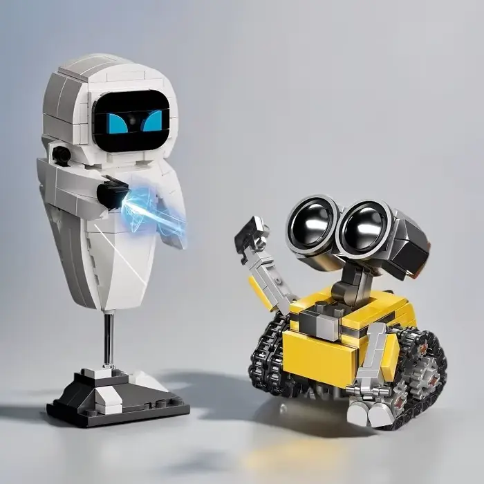 Kit de Modélisation Robot à Petites Particules Wall.E Eve, Figurine d'Action, Jouet Éducatif, à Construire, à Collectionner, Sans Effets Spéciaux, Cadeau