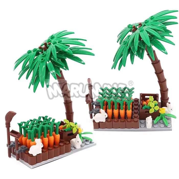 Marumine 131 pièces 29685 blocs de lapin modèle Kit ville ferme construction MOC briques Zoo Animal carotte cocotier