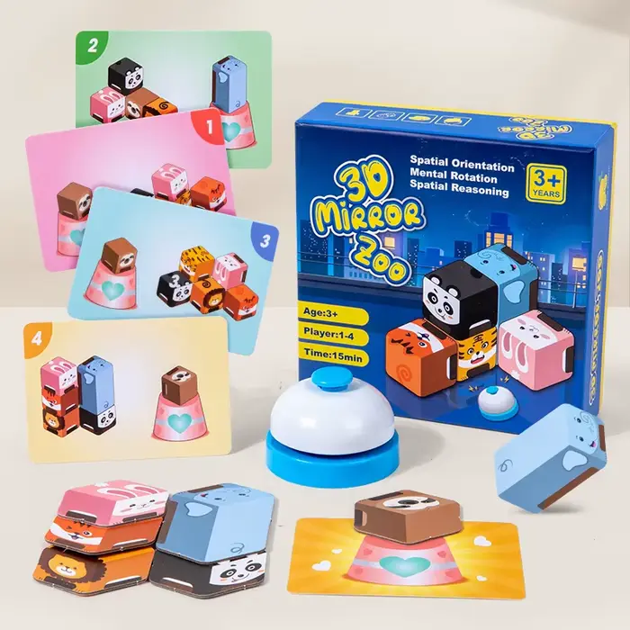 Miroir 3D Montessori, Jeu de Combat du Zoo, Jouets Interactifs Logiques, Pensée Spatiale, Éveil Préc