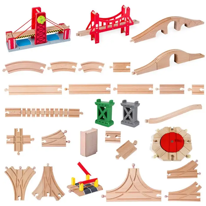 Toutes sortes d'accessoires de voie de Train en bois de hêtre, pièces de voies ferrées adaptées à to