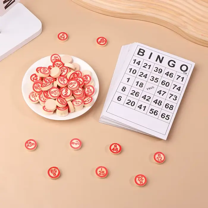 40 pièces cartes de Bingo facile à lire 75 chiffres puces jeu